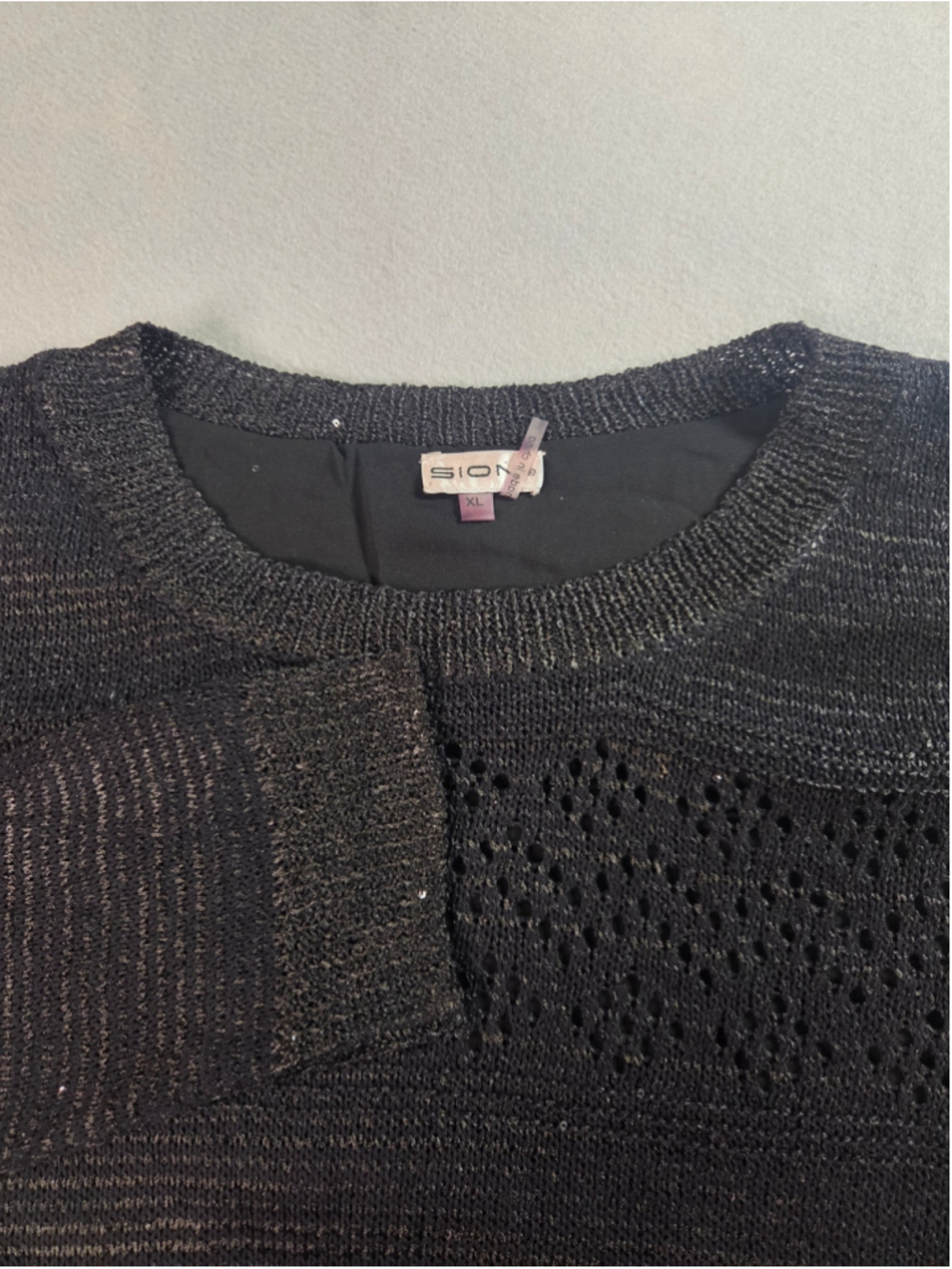 Women's Sioni Black Knit Scoop Neck Sweater with Side Lace-Up Detail, Size XL